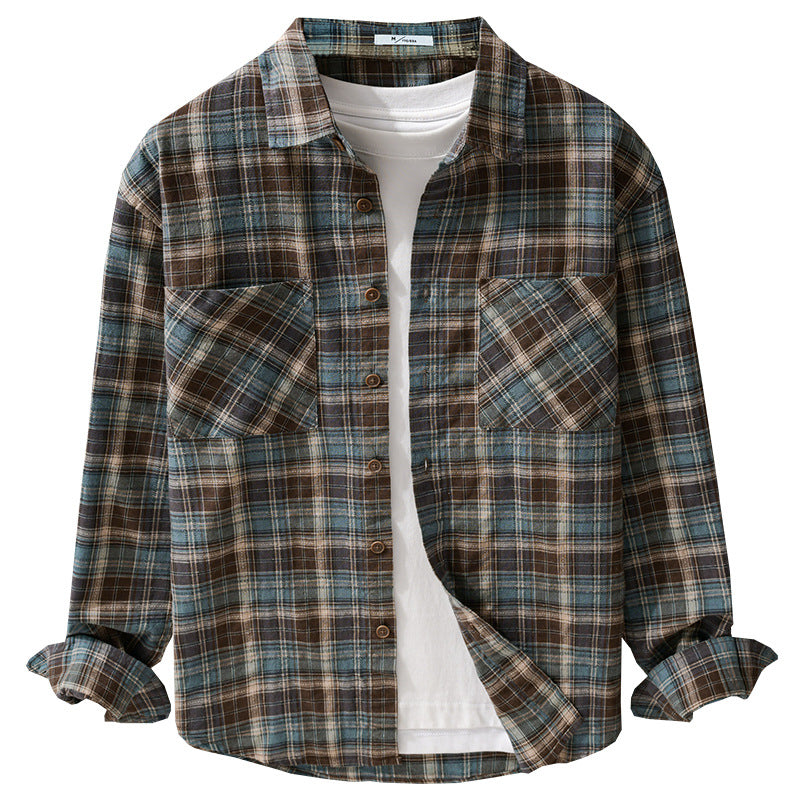 Men's check flannel overshirt made of brushed cotton flannel with patch chest pockets Chichicherry