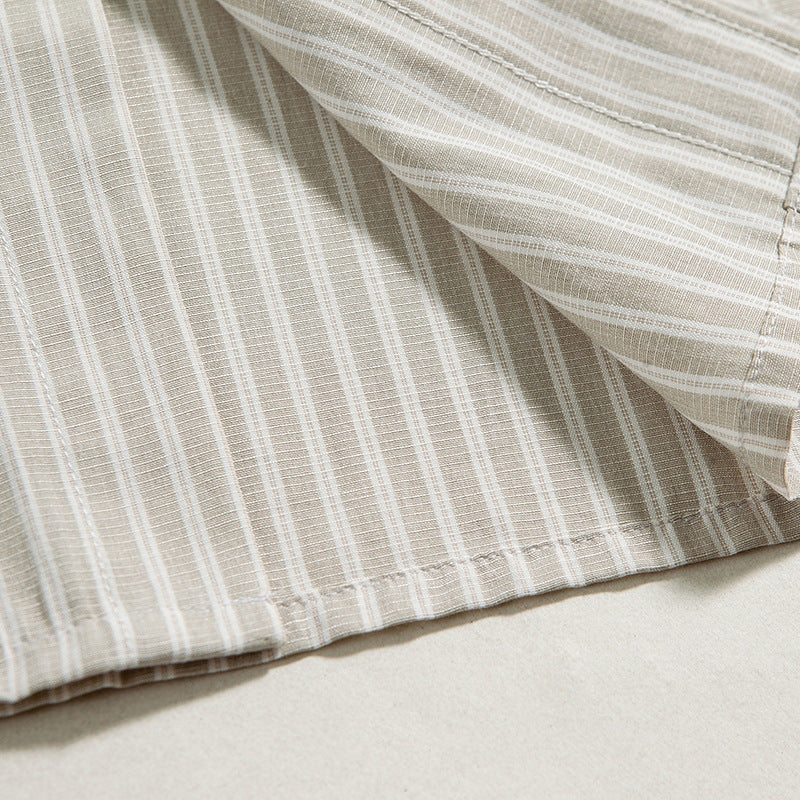 Men's Oversized Striped Shirt with Button Collar and Chest Pocket Chichicherry