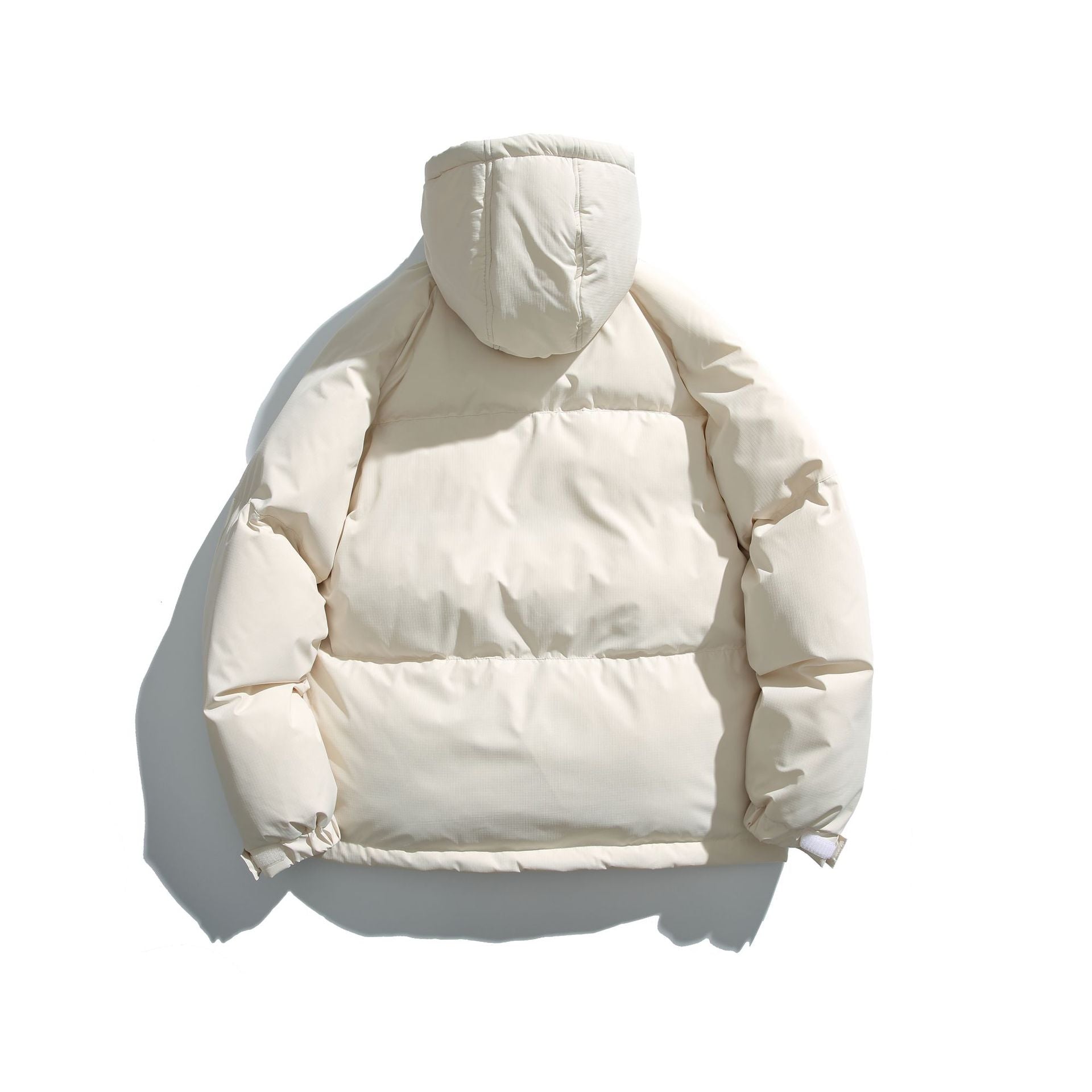 Unisex Short Cut Boxy Puffer with Hood, Contrast Stripes and Large Flap Pockets Chichicherry