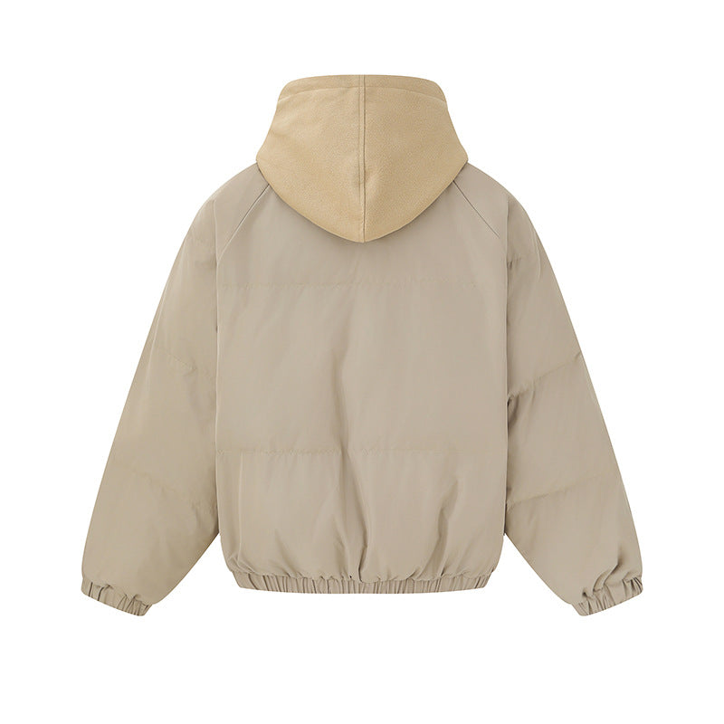 Unisex Short Boxy Quilted Hoodie with Fleece Lining and Elastic Hem Chichicherry