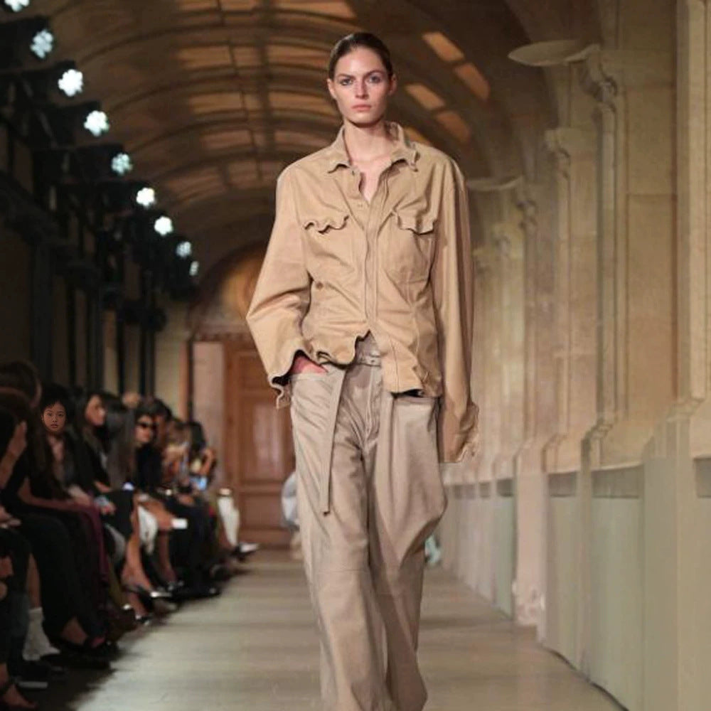 Women’s Utility Shirt Jacket with Patch Pockets and Relaxed Fit Chichicherry