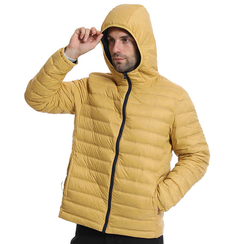 Men's ultra-light padded hooded jacket with compact packing size and wind-resistant surface Chichicherry