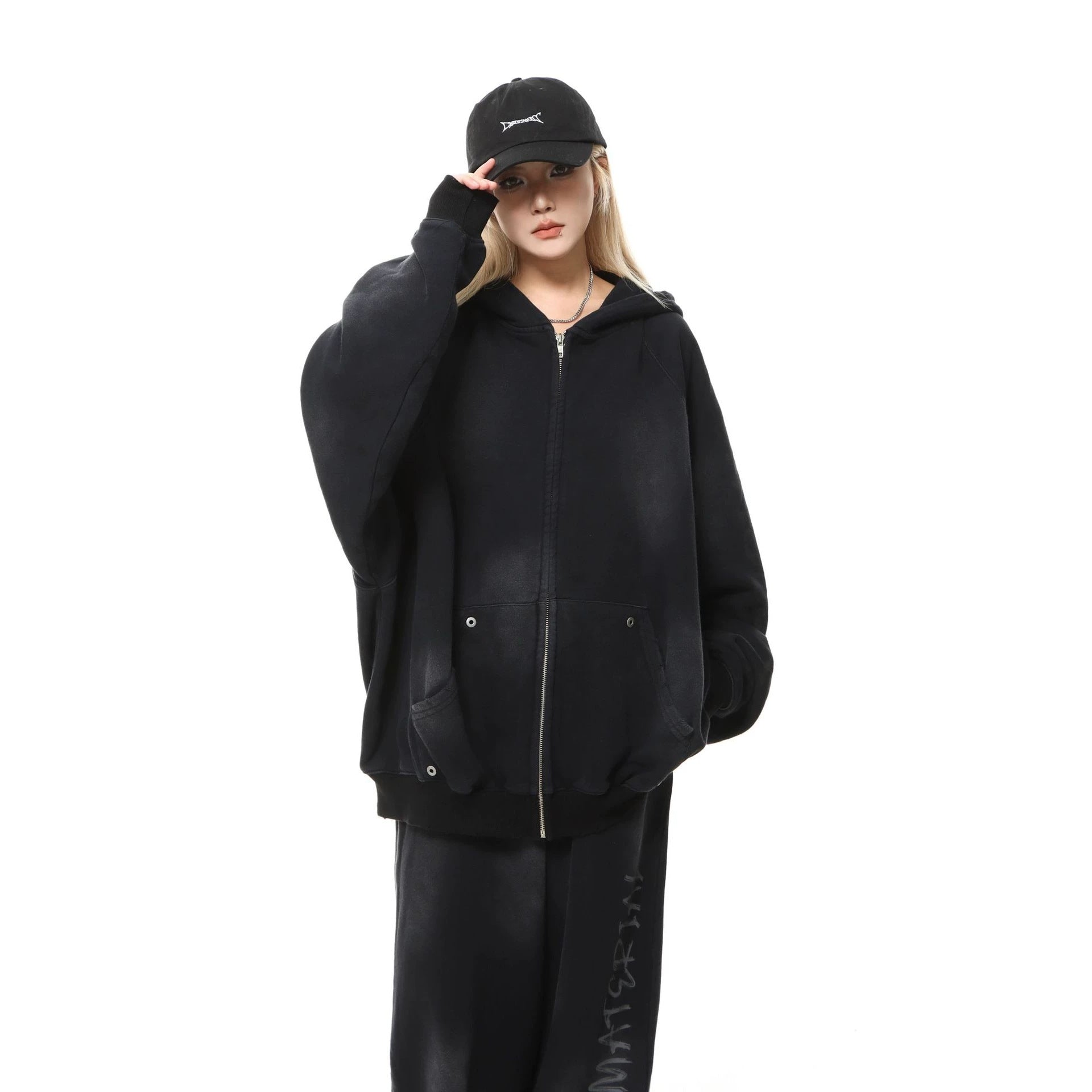 Unisex oversized hoodie with tie-dye wash and statement rear print Chichicherry