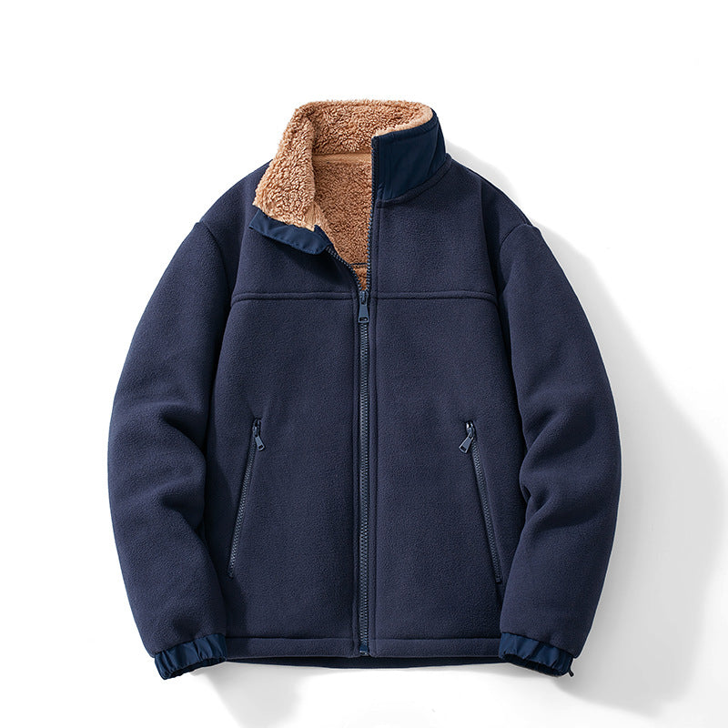 Men's Teddy-lined fleece jacket with stand-up collar, zipper and thermo inner lining Chichicherry