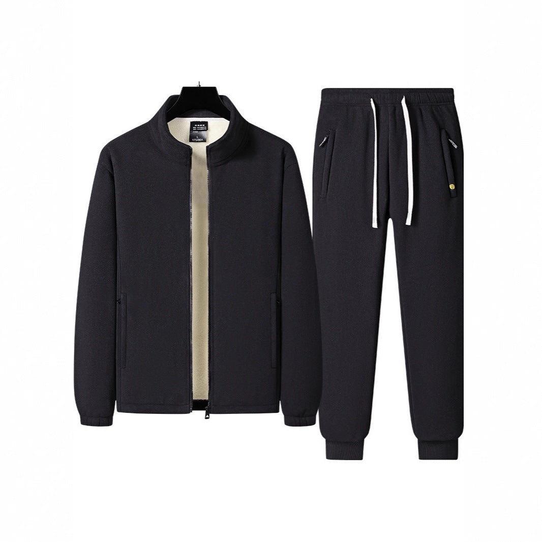 Men's Three-Piece Thermal Fleece Training Set with Padded Vest and Jogging Pants Chichicherry