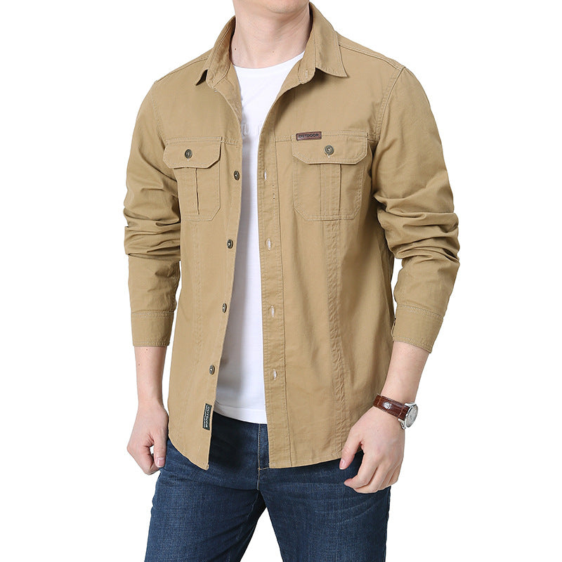 Men's robust overshirt made of cotton canvas with chest flap pockets Chichicherry