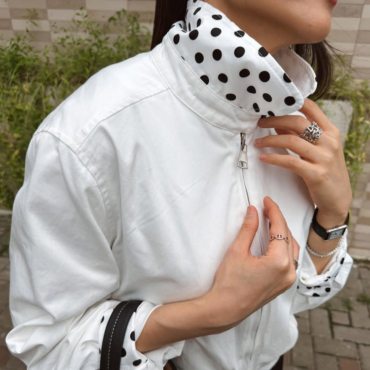 Women's lightweight bomber jacket with stand-up collar and dotted lining Chichicherry
