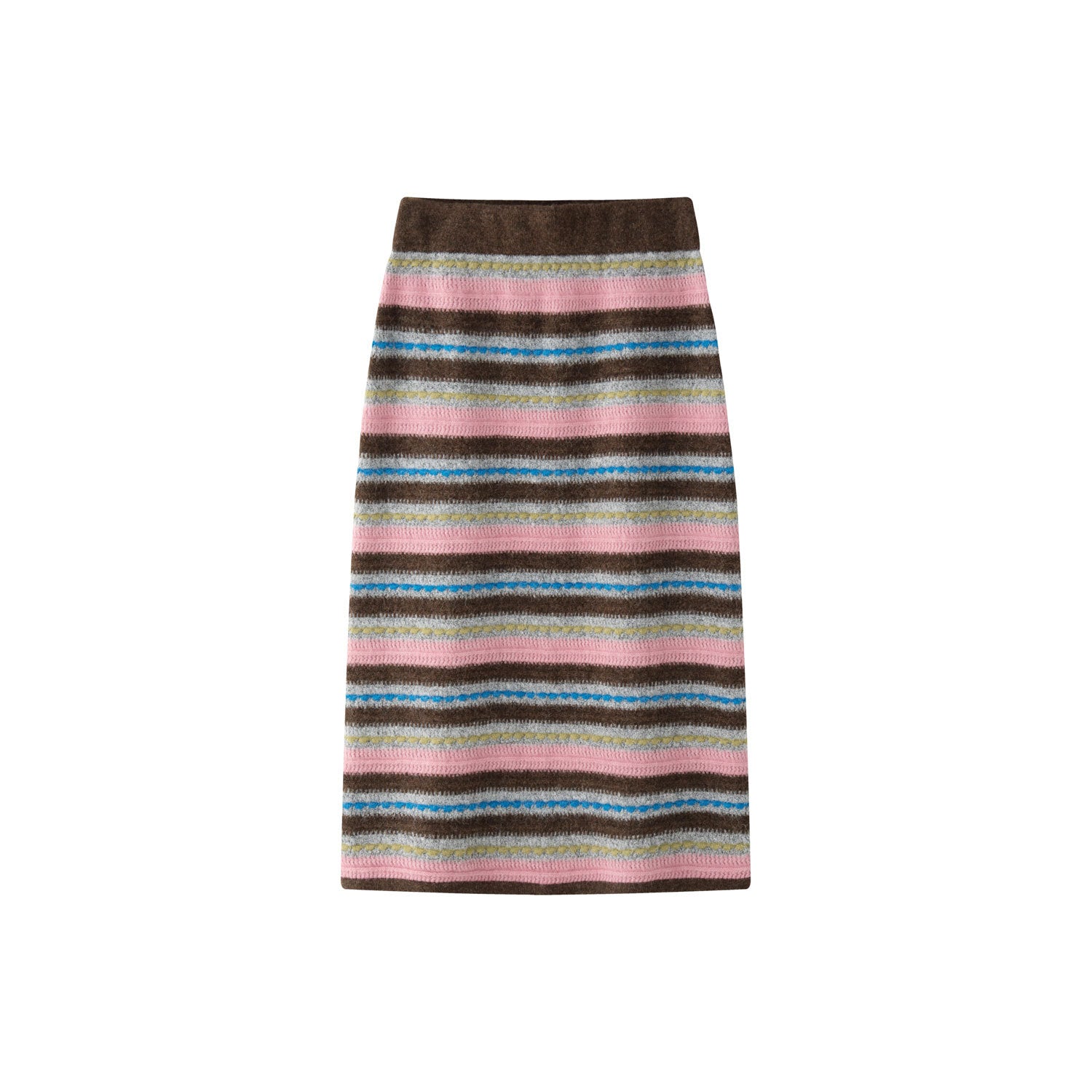 Women Striped Maxi Knit Skirt with High Waist and Fine Rib Structure Chichicherry