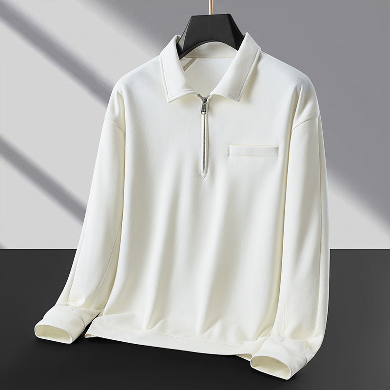 Men's Polo Sweatshirt with Half Zip and Warming Fleece Lining Chichicherry