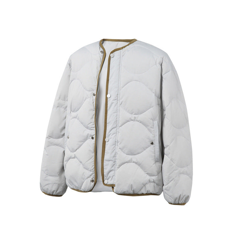 Unisex Kastig padded short jacket with circular quilting, round neckline and contrast piping Chichicherry