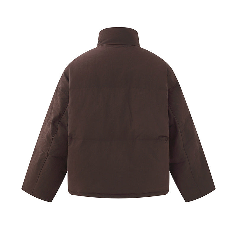 Men's short-cut quilted winter bomber jacket with stand-up collar and contrast-trimmed pockets Chichicherry