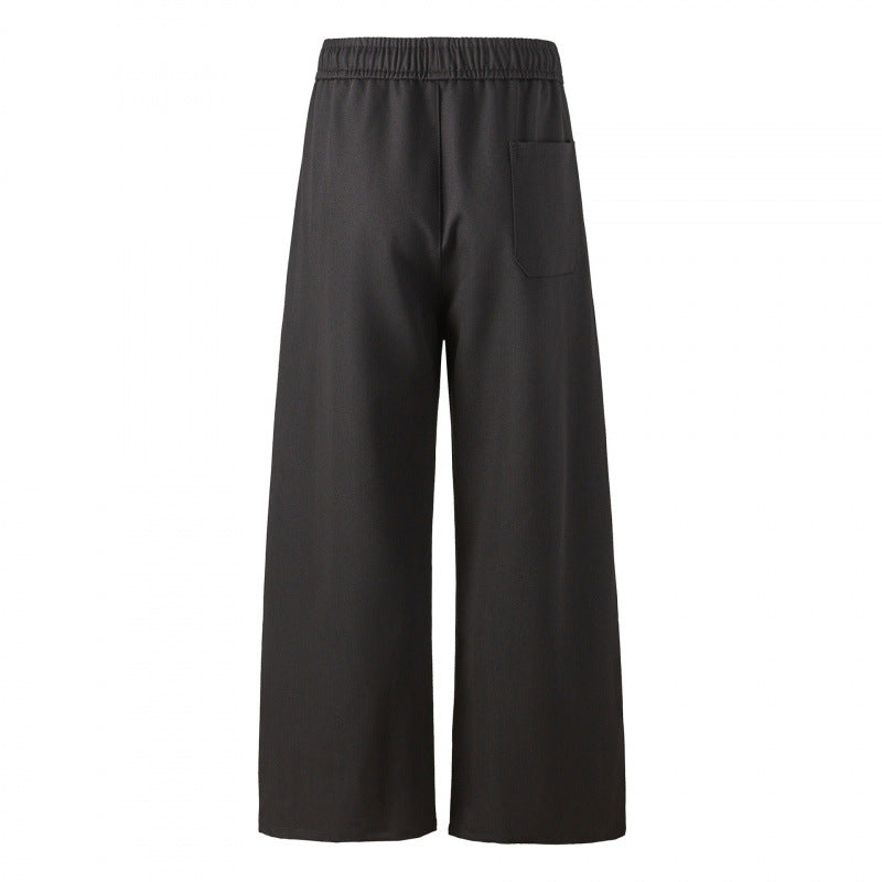 Women's Elegant Culotte Pants with Wide Leg, Crease and Elastic Comfort Waistband Chichicherry