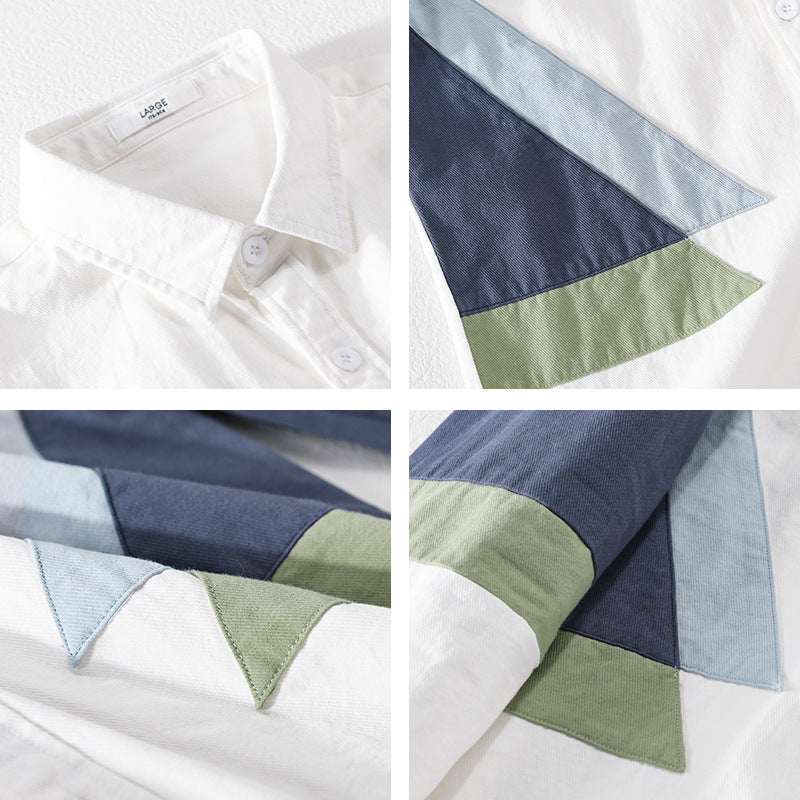 Men's colorblock shirt made of cotton blend with long sleeves and contrasting panels Chichicherry