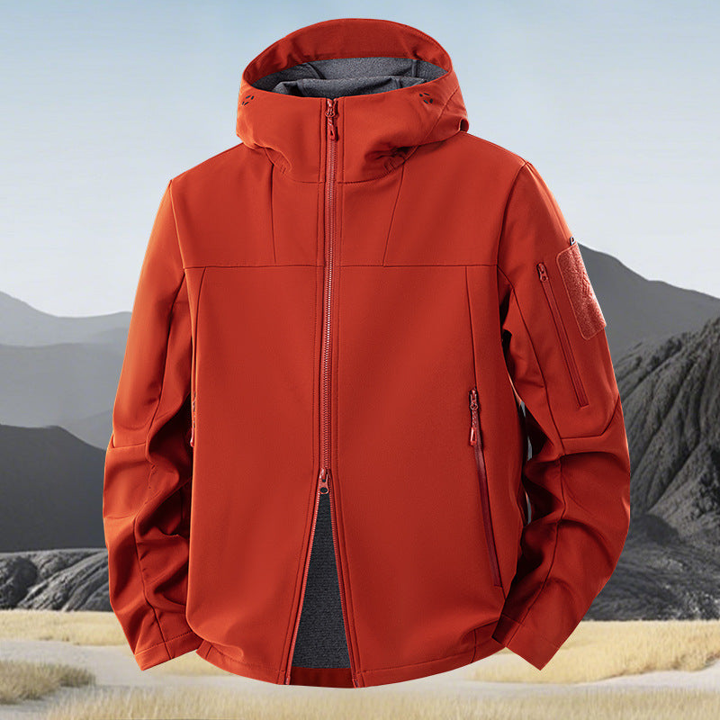Men's wind and water-repellent softshell jacket with hood and tactical pockets Chichicherry