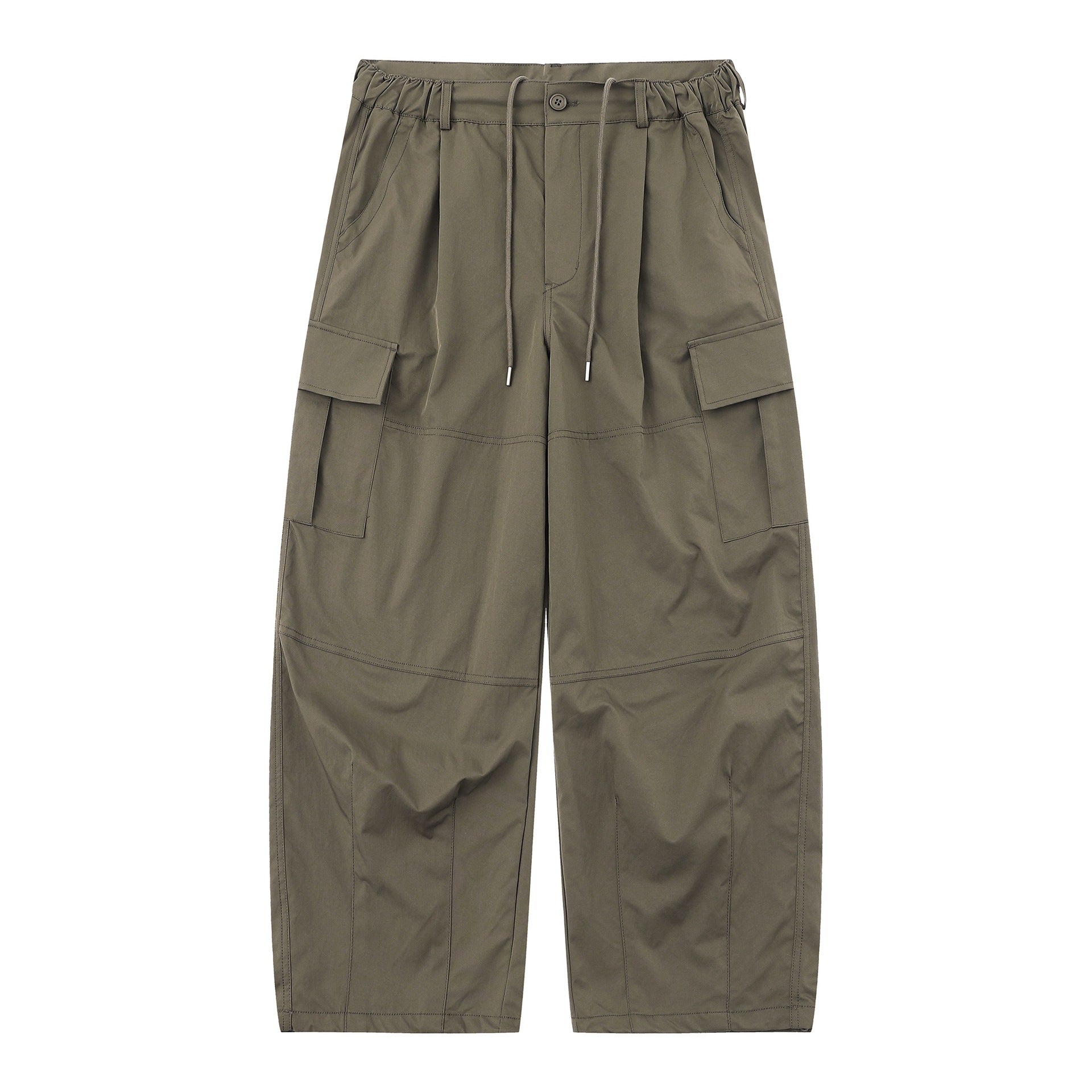 Men's Cargo Capri Pants with Elastic Waistband, Drawstring and Utility Pockets Chichicherry