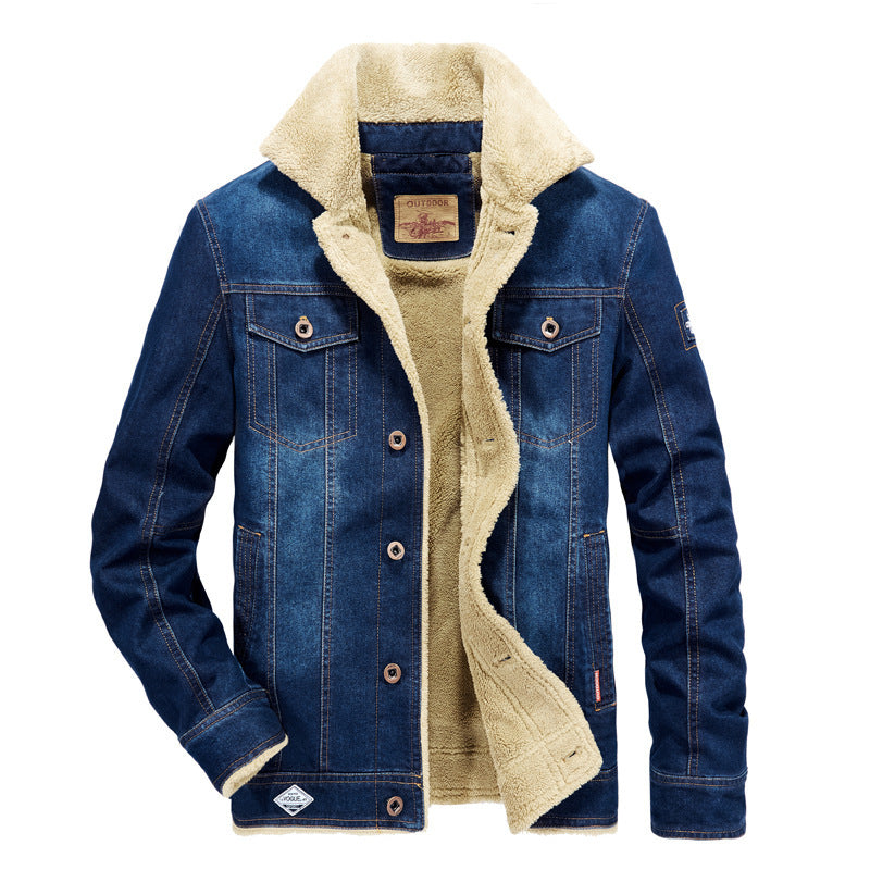 Men's padded denim jacket with Sherpa lining and high collar Chichicherry