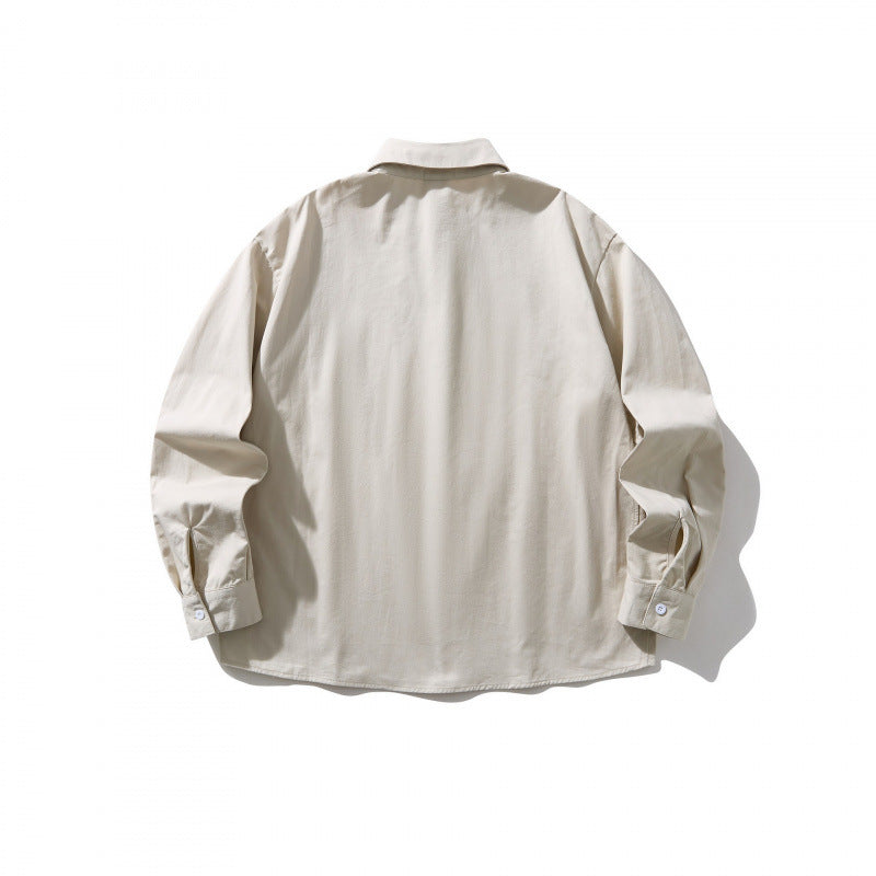 Unisex Oversized Shirt Jacket with concealed button placket, boxy silhouette and rounded hem Chichicherry