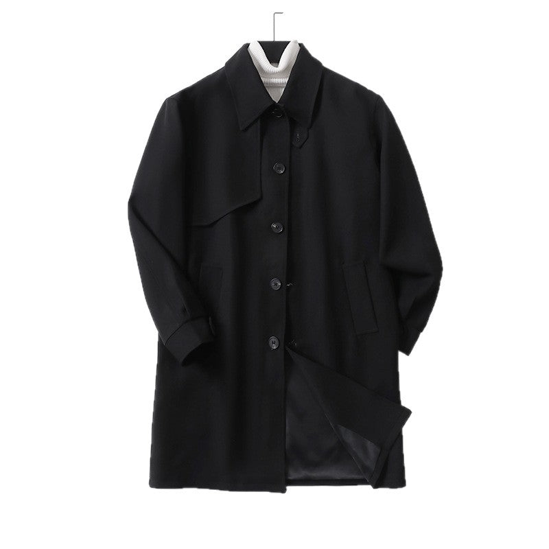 Men's Modern Water-Repellent Trench Coat with Concealed Button Placket and Fit Optimization Chichicherry