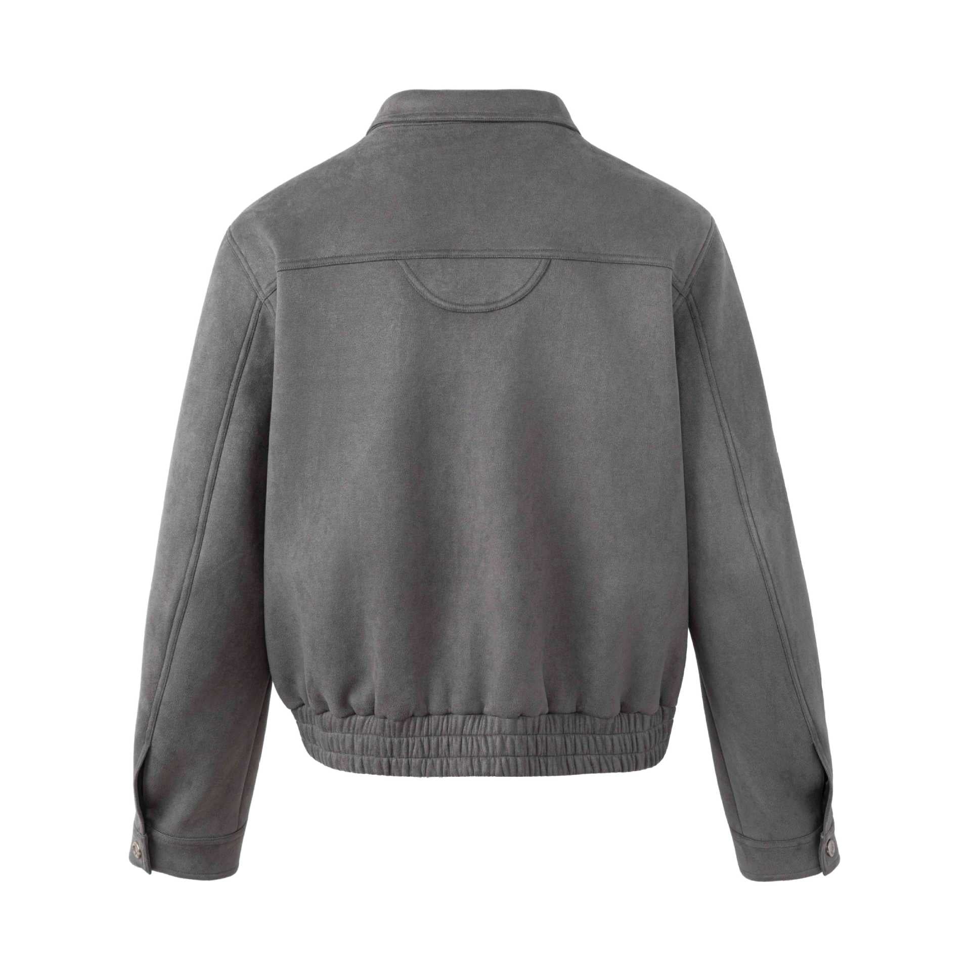 Men's short velour jacket with utility pockets, zippers, and high stand-up collar Chichicherry