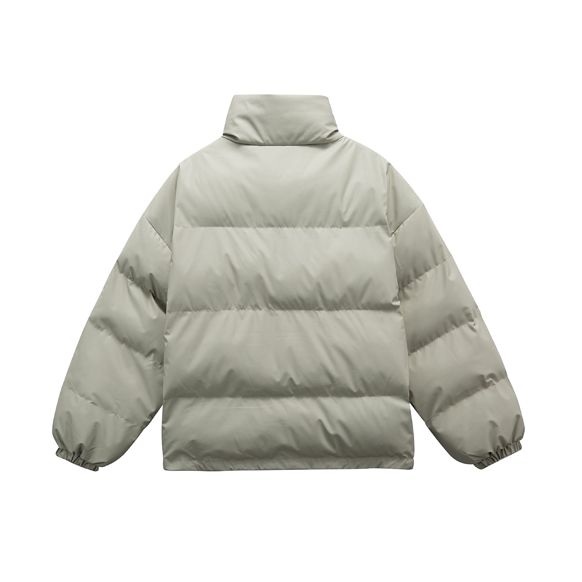 Unisex Boxy padded oversized puffer jacket with stand-up collar and statement patch details Chichicherry