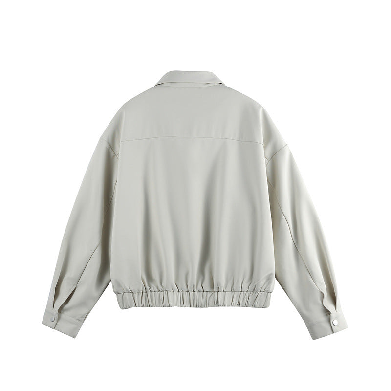 Unisex Lightweight Blouson with Lapel Collar, Hidden Zipper and Elastic Hem Chichicherry