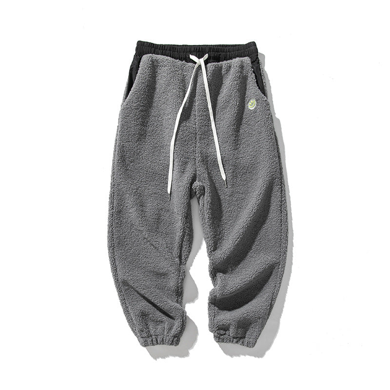 Men's Teddy Fleece Jogging Pants with Elastic Waistband, Drawstring, and Cuffs Chichicherry