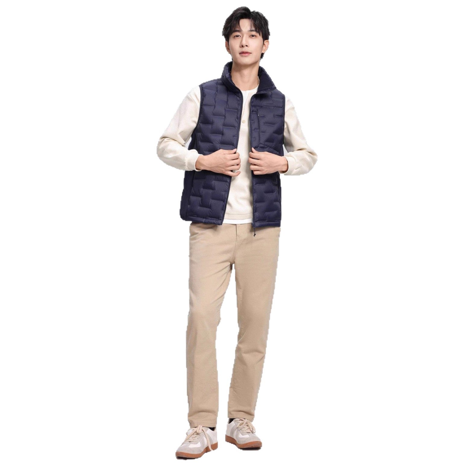 Men's Lightweight Quilted Thermal Vest with Stand-Up Collar Chichicherry