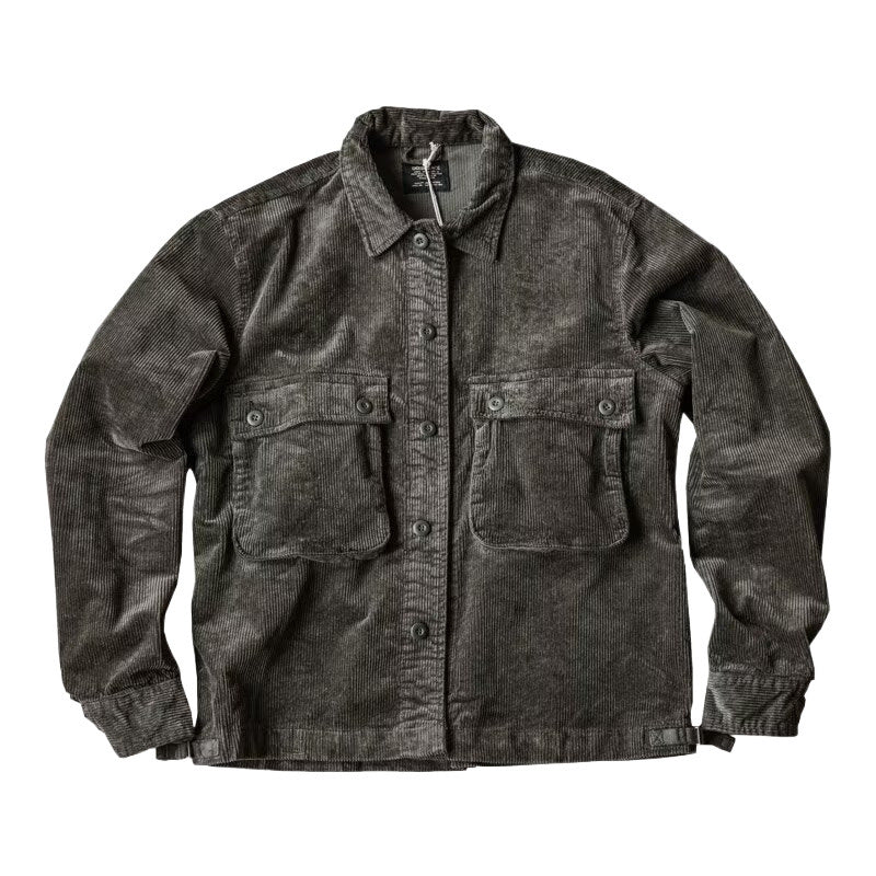 Herren Robustes Kord-Overshirt im Worker-Look mit aufgesetzten Pattentaschen Chichicherry