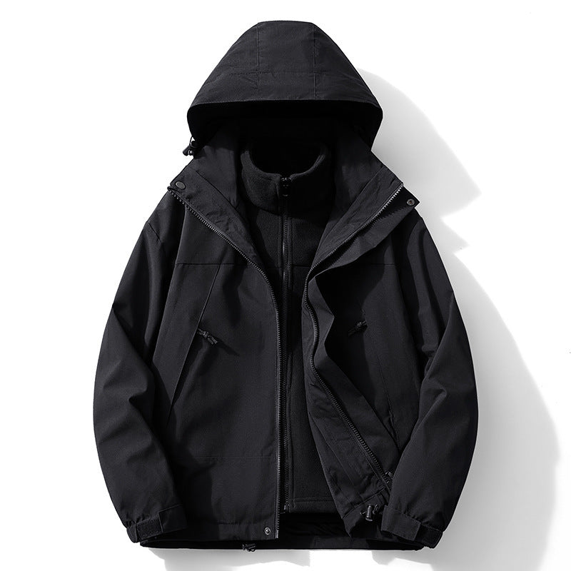 Men's modular hoodie jacket with separate fleece inner layer, water-repellent shell, and functional pockets Chichicherry