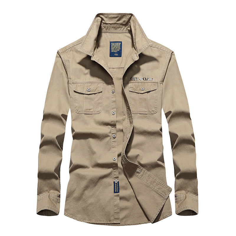 Men's Long Utility Shirt with Chest Flap Pockets, Button Front and OFF-ROAD Logo Chichicherry