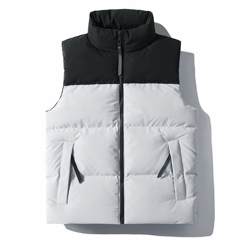 Men's Quilted Thermal Padded Vest with High Collar and Windproof Shoulder Yoke Chichicherry