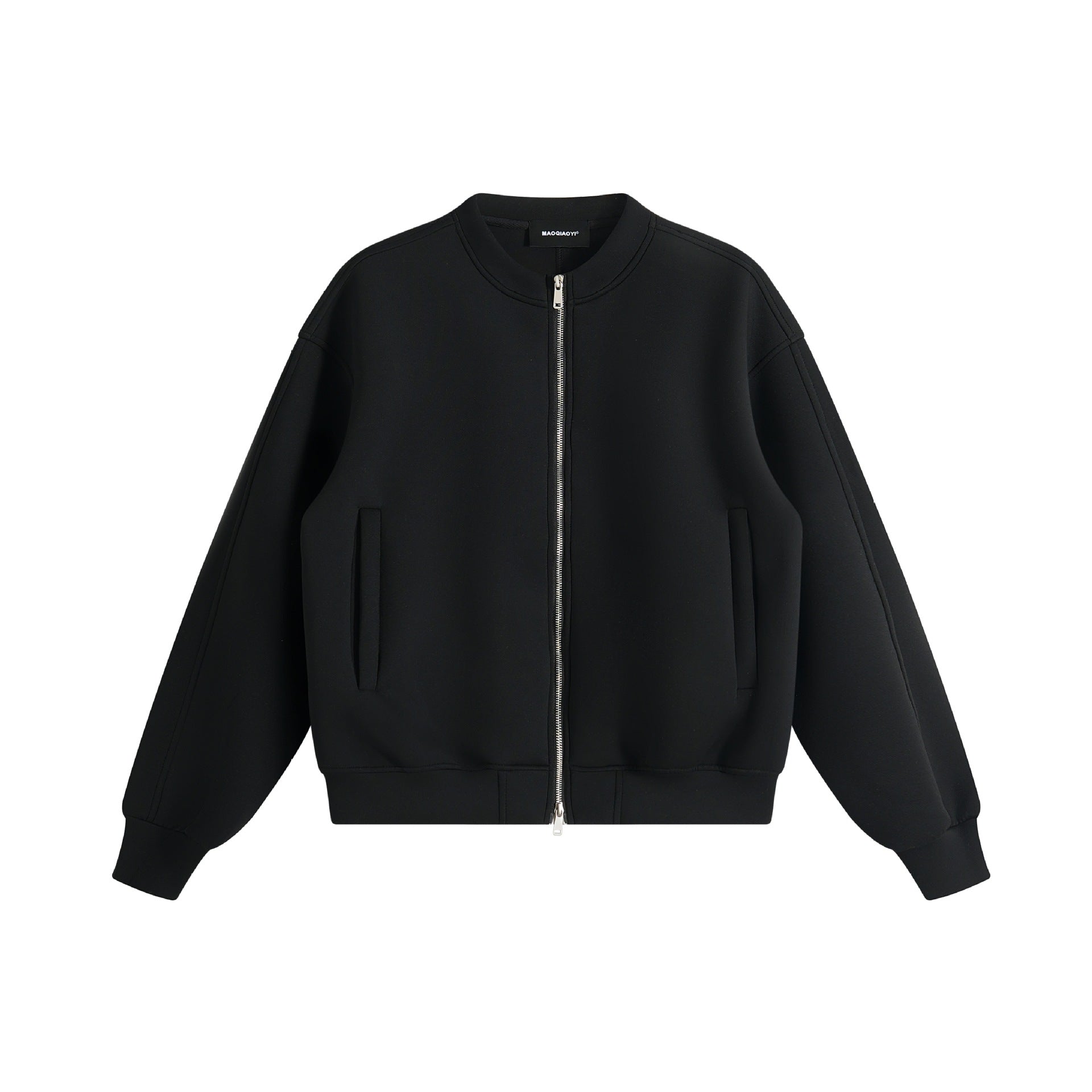 Unisex Oversize Training Jacket in Boxy Cut with Short Stand-up Collar and Two-way Zipper Chichicherry