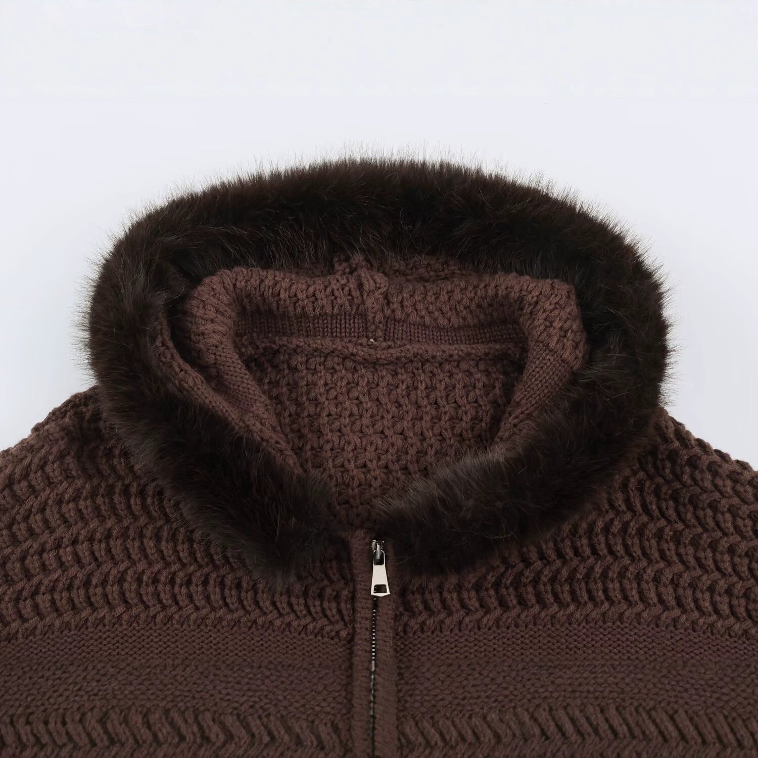 Women’s cardigan with full zip and cozy faux fur collar Chichicherry