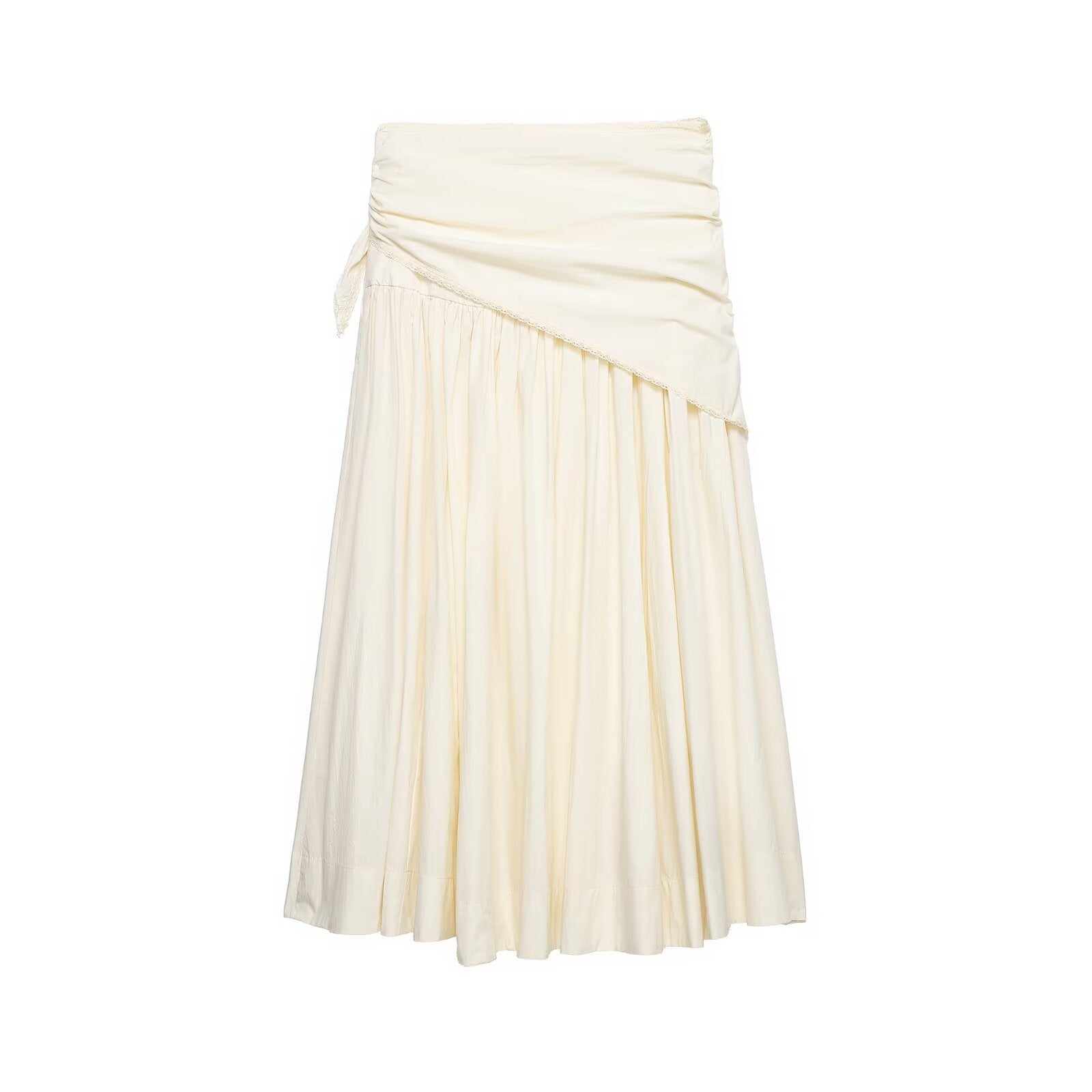 Ladies Maxi Skirt with Wrap Detail and Lace Trim Chichicherry