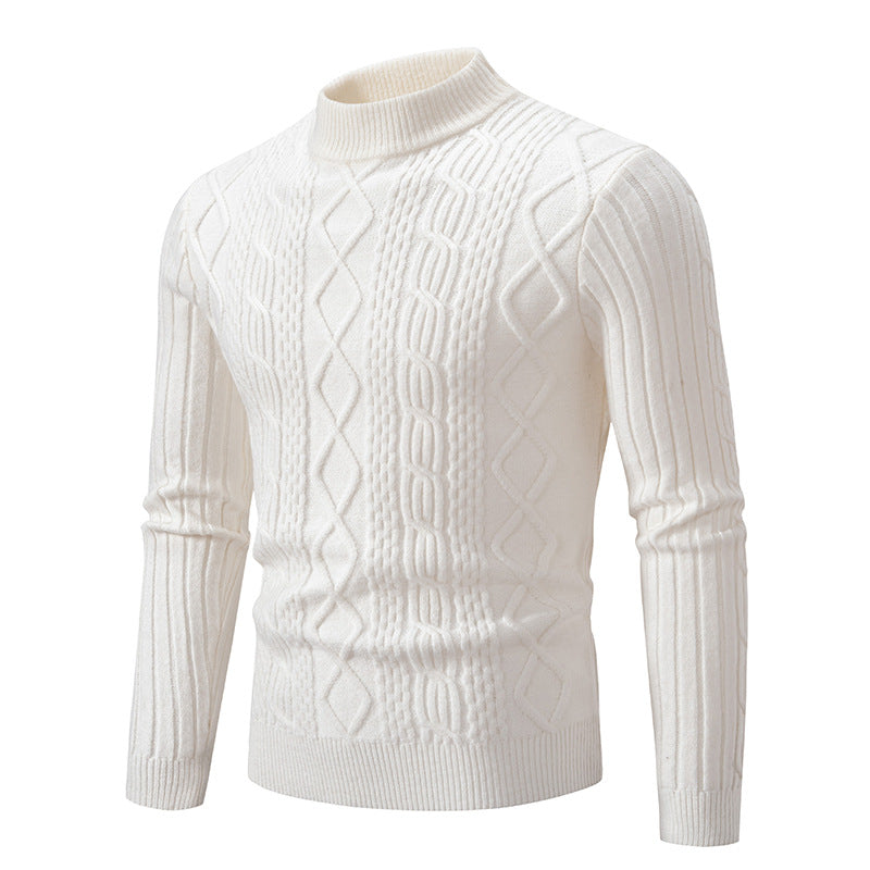 Men's Structured Mockneck Cable Knit Sweater Chichicherry