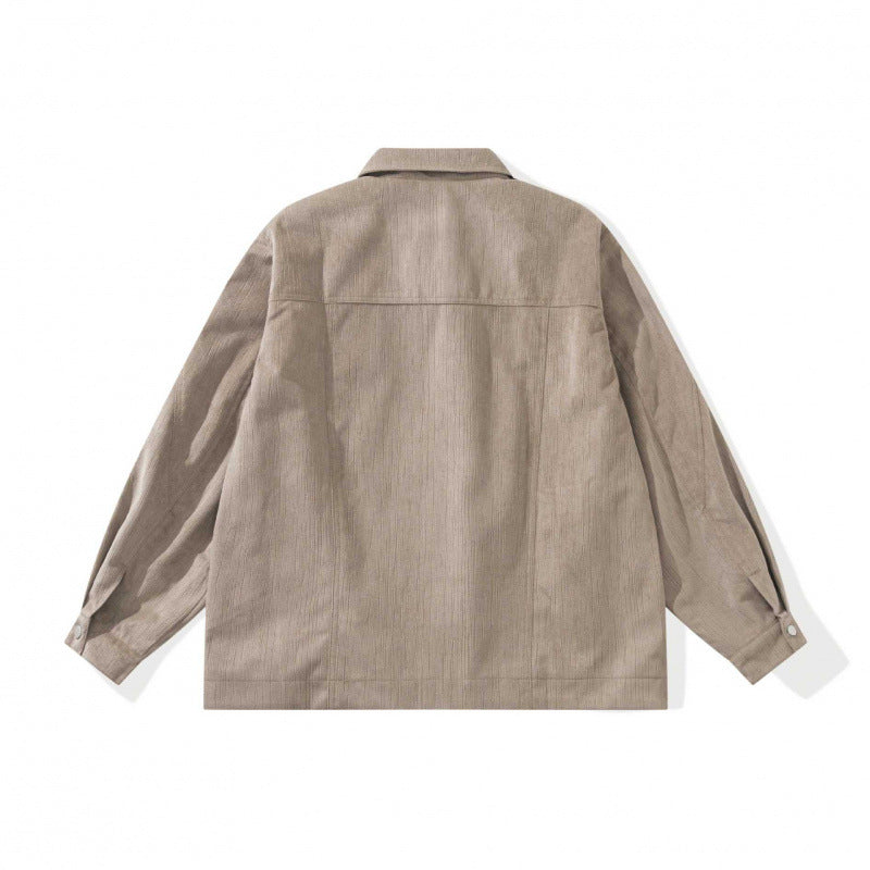 Unisex Boxy Overshirt Jacket made of fine cord structure with breast pockets and concealed zipper Chichicherry