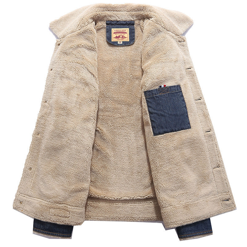 Men's denim jacket with warming Sherpa lining and retro worker details Chichicherry