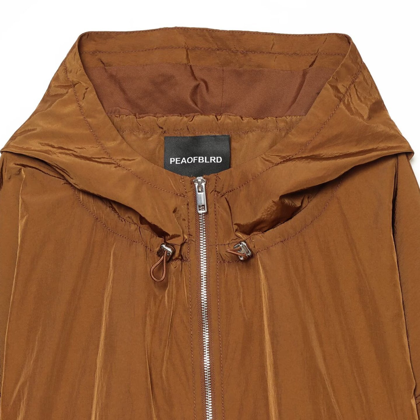 Women's Lightweight Hooded Wind Jacket made of Shiny Nylon with Drawstring and Two-Way Zipper Chichicherry