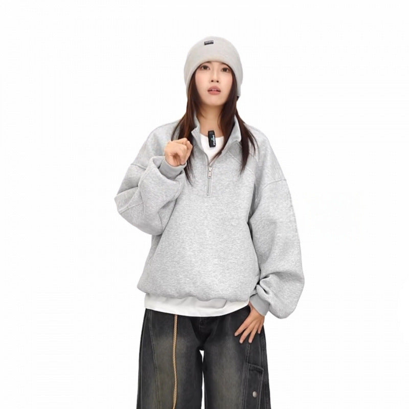 Unisex Halbzip-Sweatshirt mit Raglanärmeln, Eingrifftaschen und geripptem Saum Chichicherry