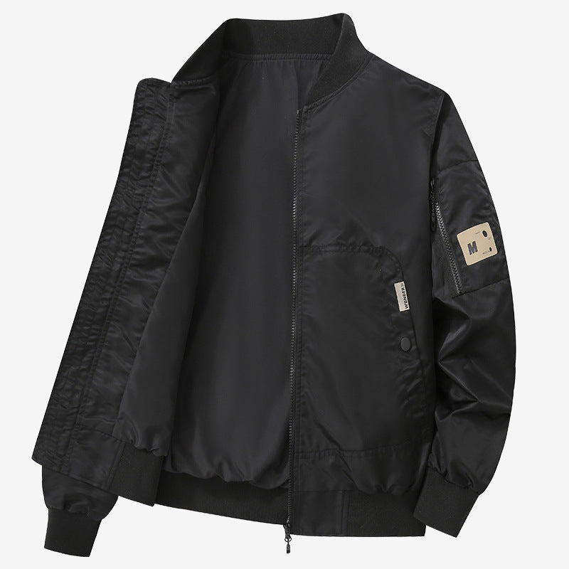 Men's Lightweight Bomber Jacket Made of Nylon with Arm Pocket and Ribbed Cuffs Chichicherry