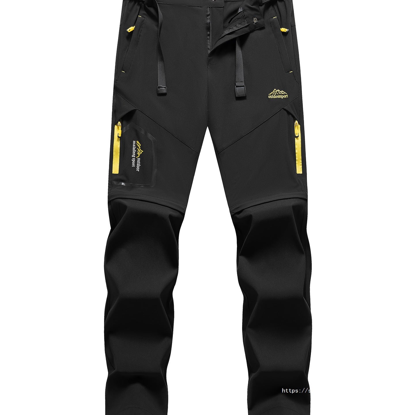 Men's Technical Softshell Zipper Hiking Pants with Removable Legs and Adjustable Belt Chichicherry