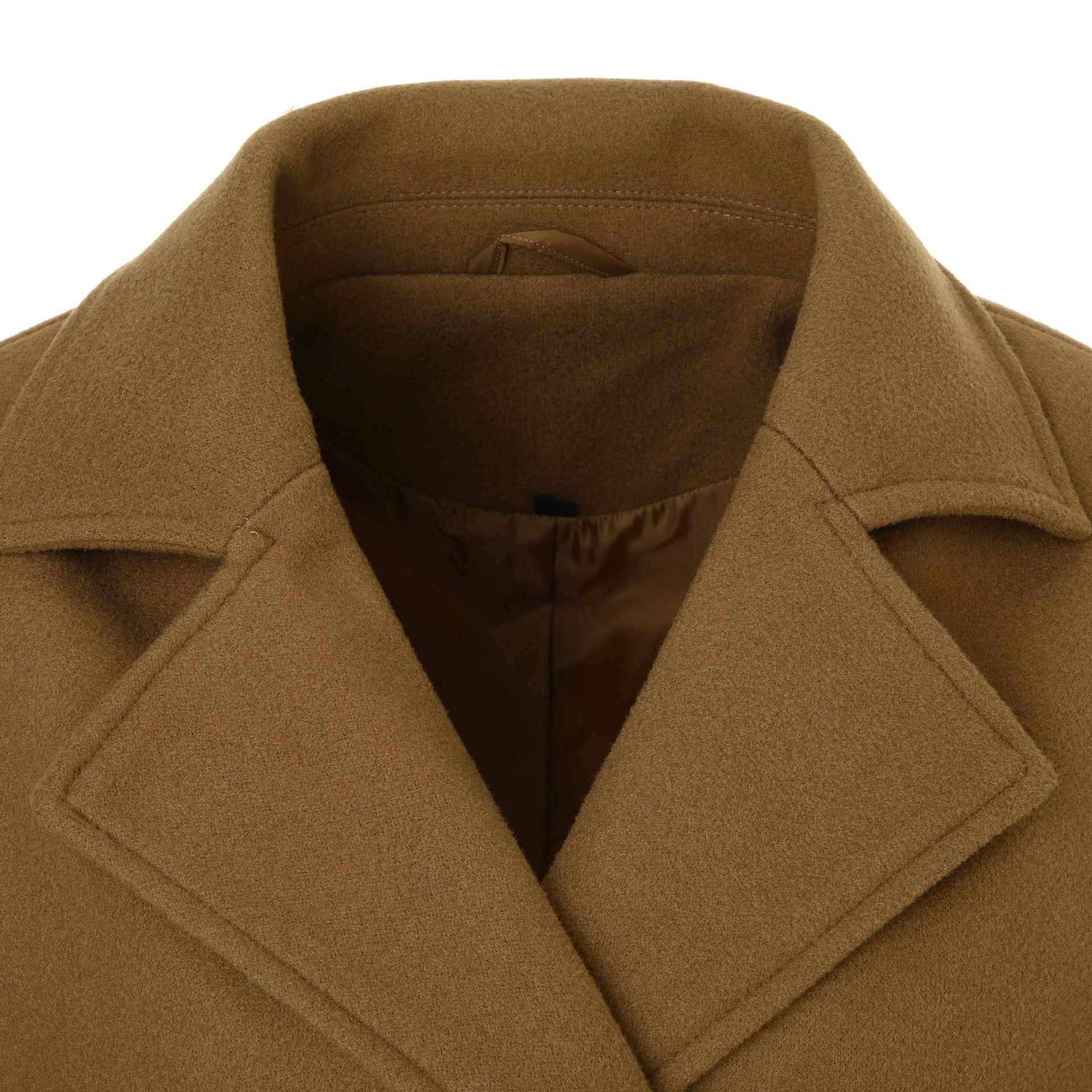 Women's tailored double-breasted wool coat with tie belt and lapel collar Chichicherry