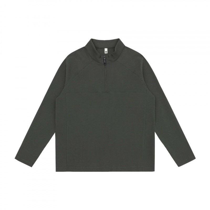 Unisex Chunky Knit Half-Zip Sweater with Stand Collar and Boxy Cut Chichicherry