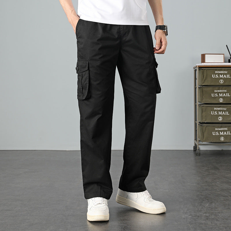 Men's Casual Canvas Cargo Pants with Large Flap Pockets, Relaxed Fit & Reinforced Seams Chichicherry