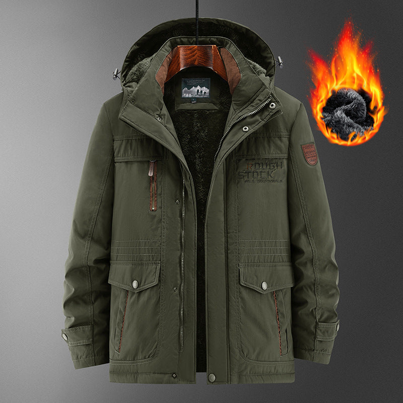 Men's Robust Padded Field Parka with Teddy Lining, Hood, and Multi-functional Pockets Chichicherry