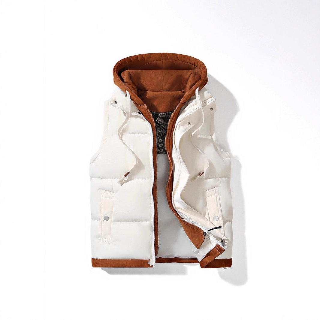 Women's Padded Hooded Vest with Utility Pockets and Windproof Exterior Chichicherry
