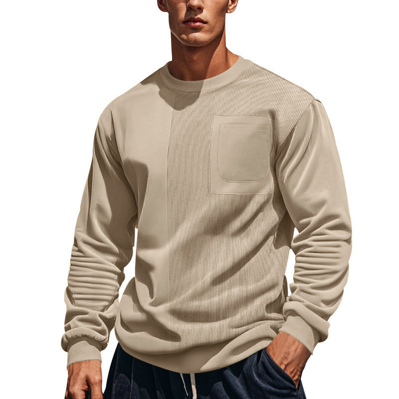 Men's Structured Sweatshirt with Ribbed Panel and Chest Pocket Chichicherry