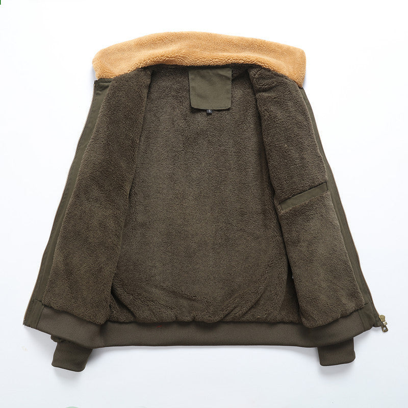 Men's pilot jacket made of robust canvas with faux fur collar and multi-pocket design Chichicherry