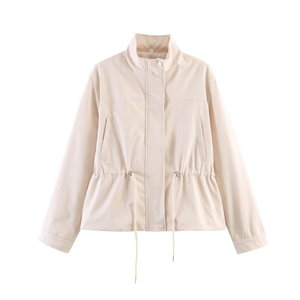 Women’s lightweight transition jacket with drawstring waist and standing collar Chichicherry