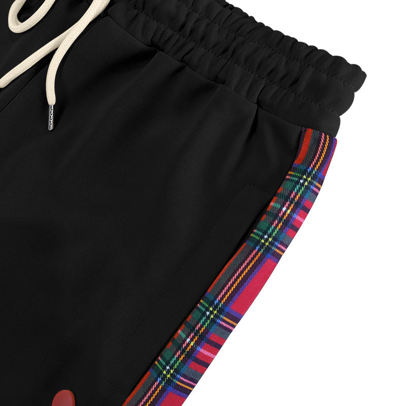 Men's loose jogging pants with side check stripe and snap button placket Chichicherry